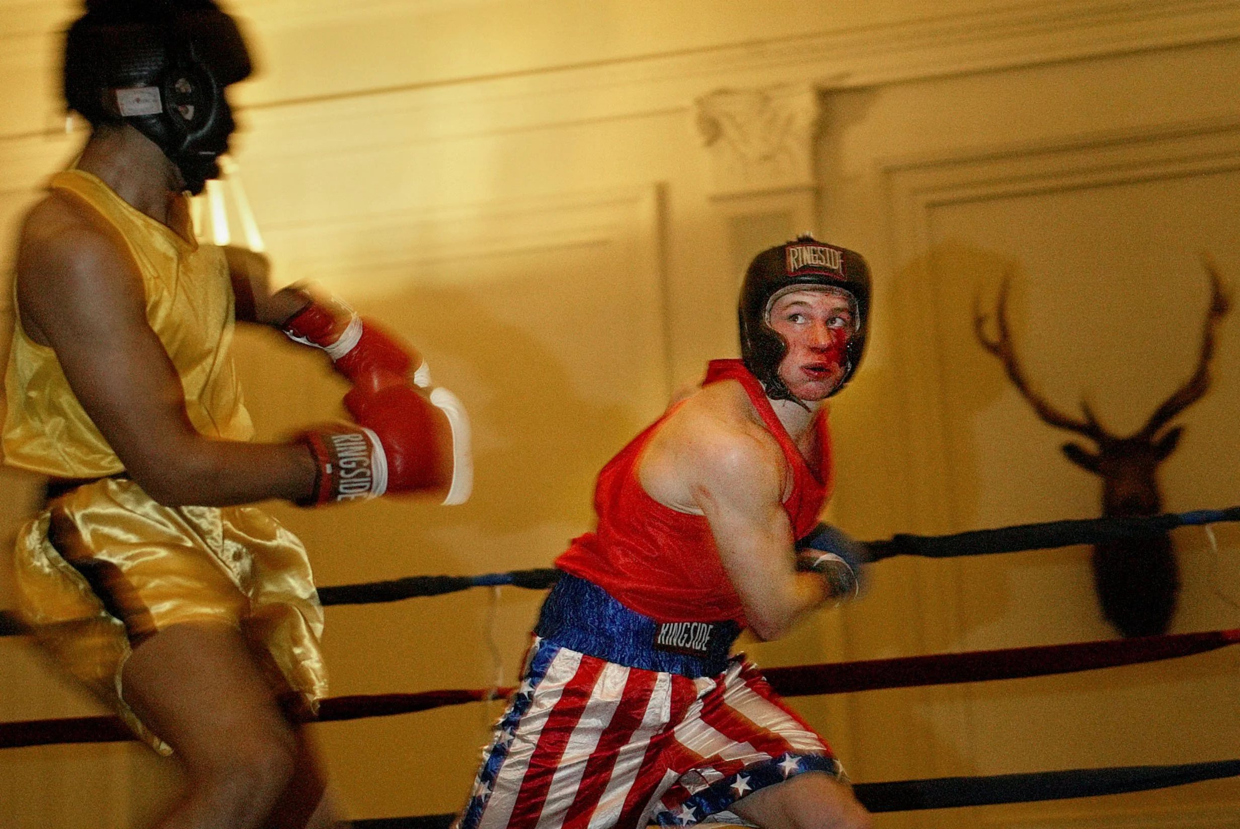 T.J. Tauali and Kaleb Fisher box at the Everett Elks Club.