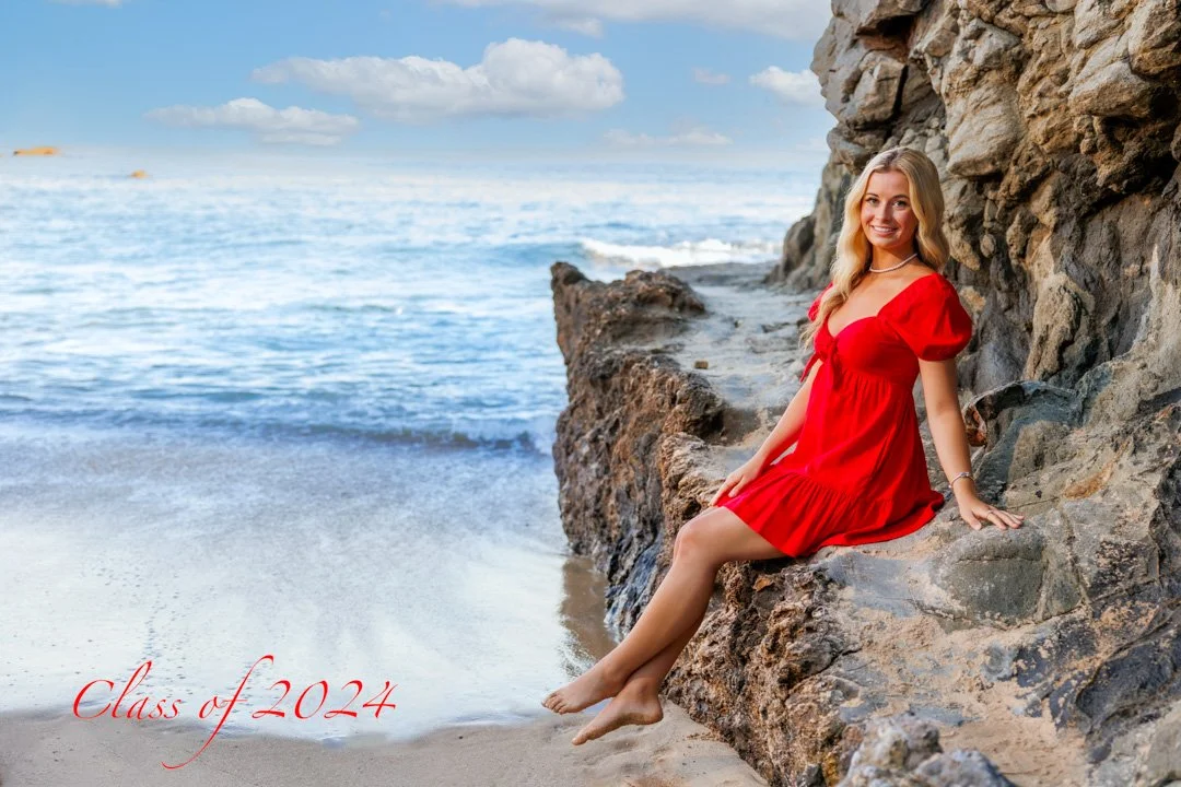 A senior photo taken at the beach in Laguna Beach, California