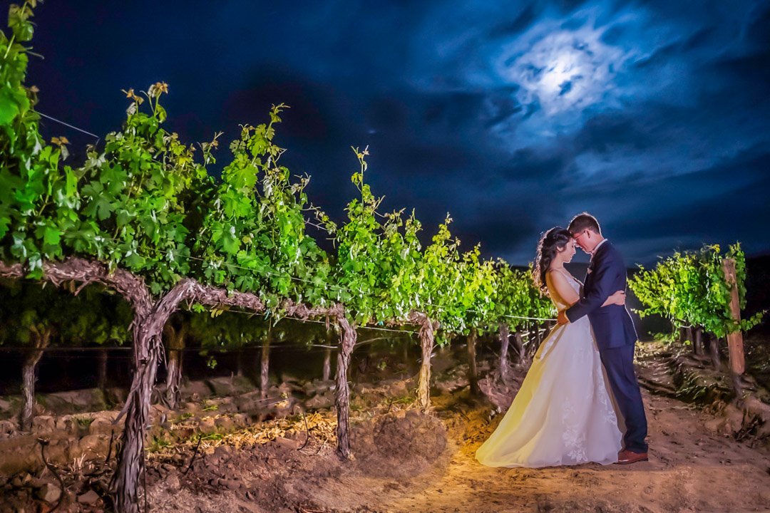 A night shot at a vineyard in Temecula