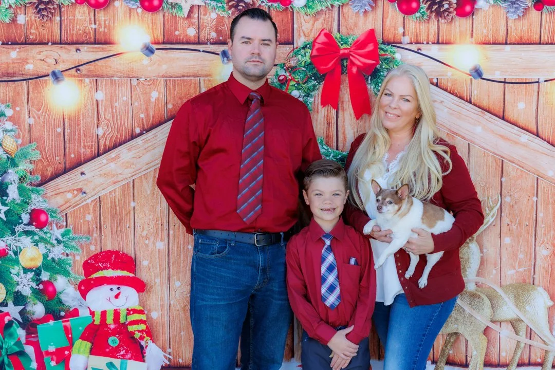 A family portrait, taking a Christmas time in Winchester, California