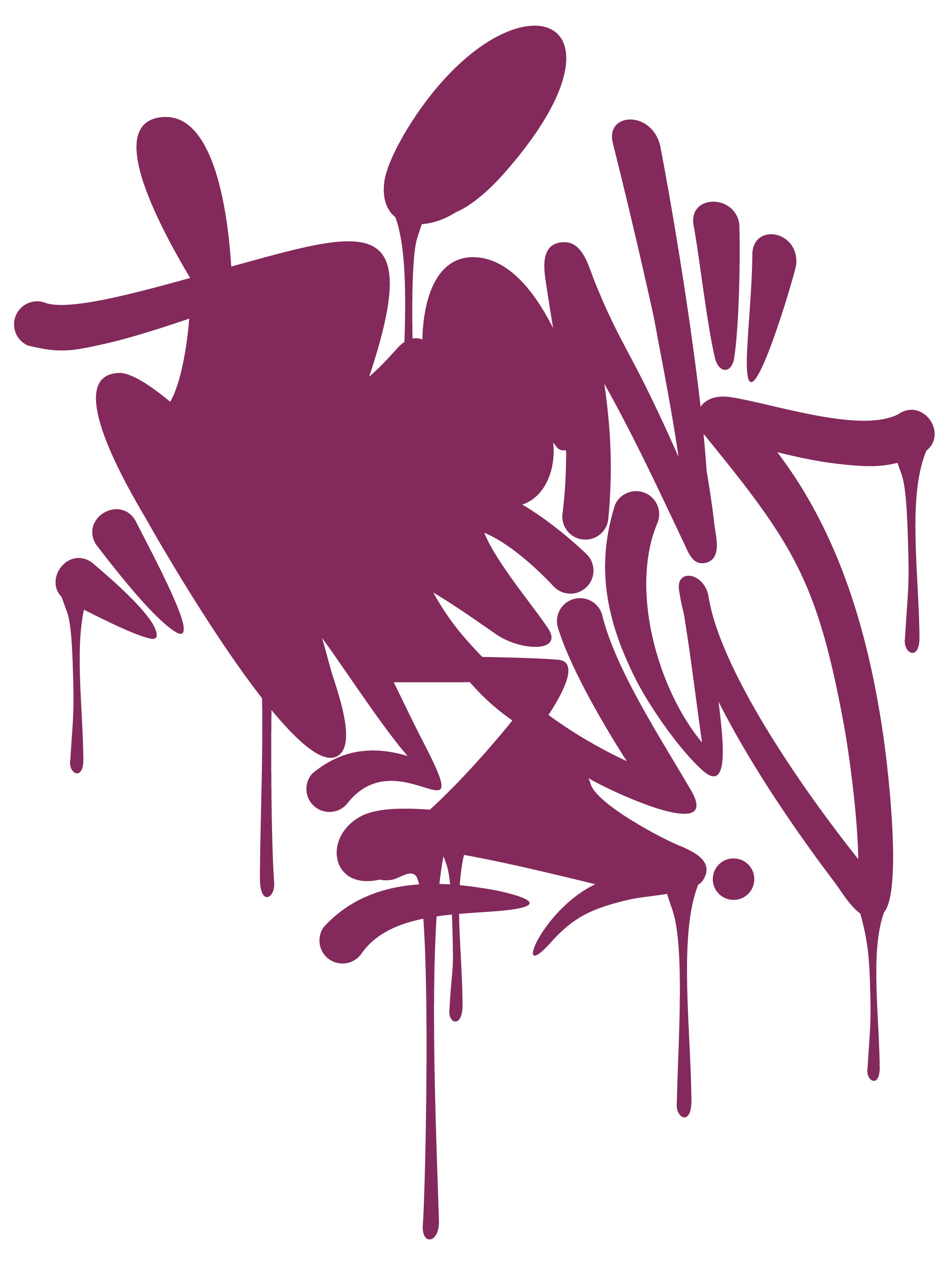 Purple graffiti-style dripping paint.