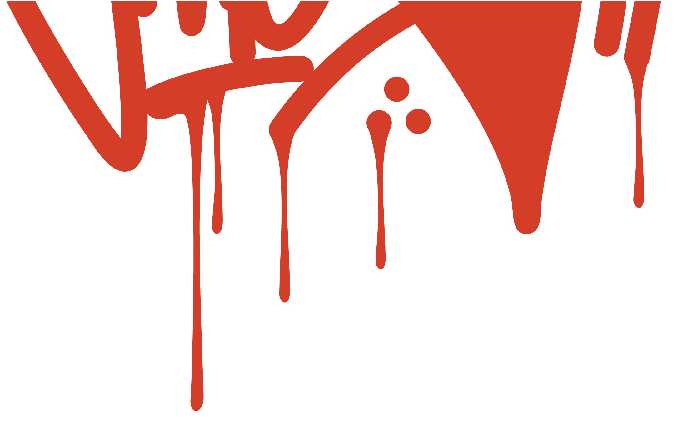 Red paint splatter or drip design on a black background.