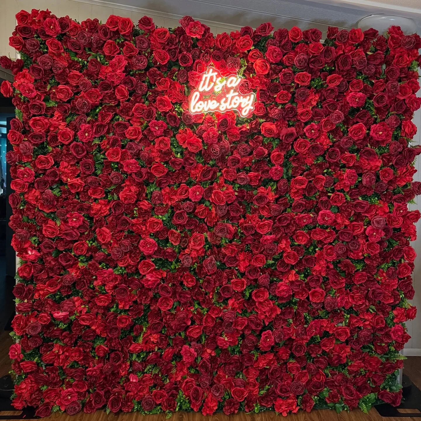 Our rosey red red 8ft x 8ft flower wall is ready to make your special moment magical! This wall is the perfect back drop for weddings, baby showers, birthdays, corporate events, prom, or any other special event! MERCY will add the picture perfect mom
