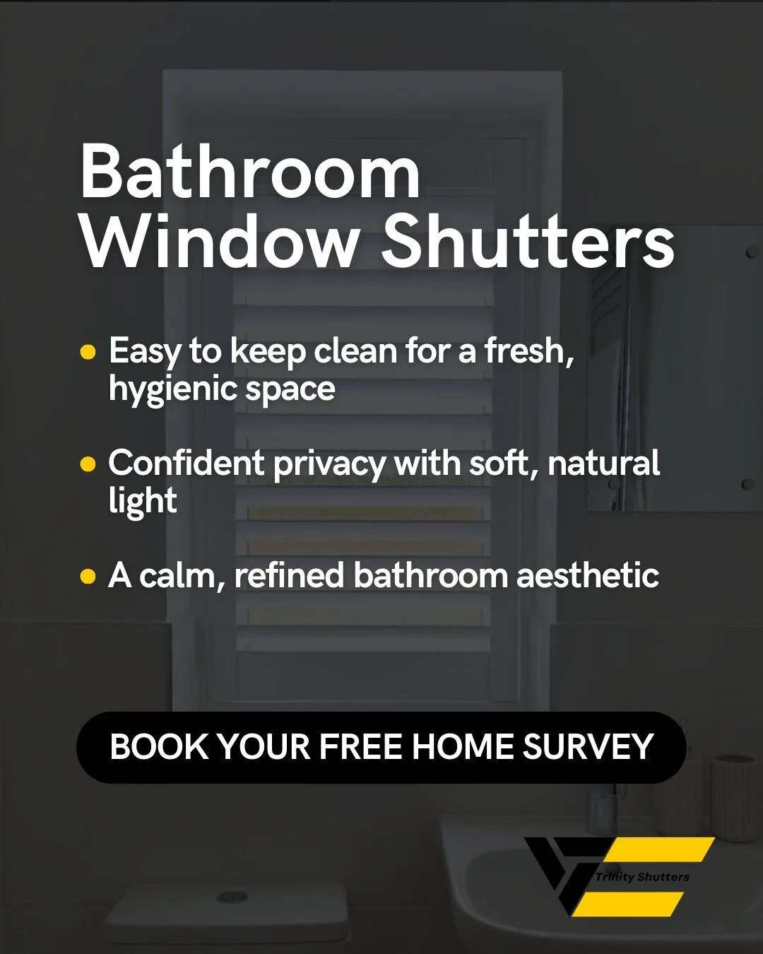 Bathroom window shutters.🛁

Bathrooms need privacy without sacrificing natural light. Shutters allow you to control brightness while maintaining a calm and comfortable space.

They are easy to wipe clean, durable and well suited to everyday use, hel