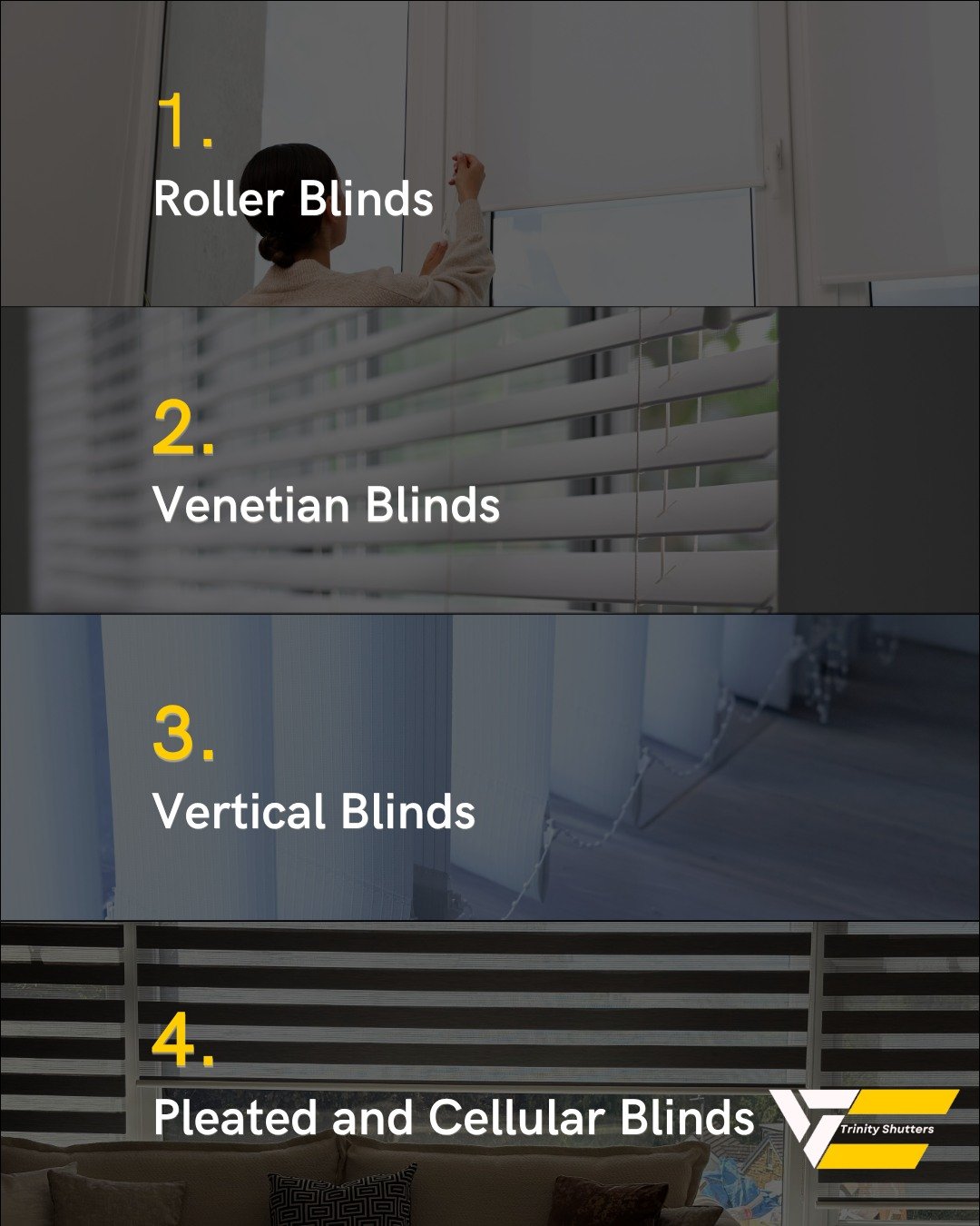 Choosing the right blinds is about more than just style, it is about how they perform day to day.

At Trinity Shutters, every blind we supply is made to measure and carefully selected for quality, durability and a clean, considered finish. From preci