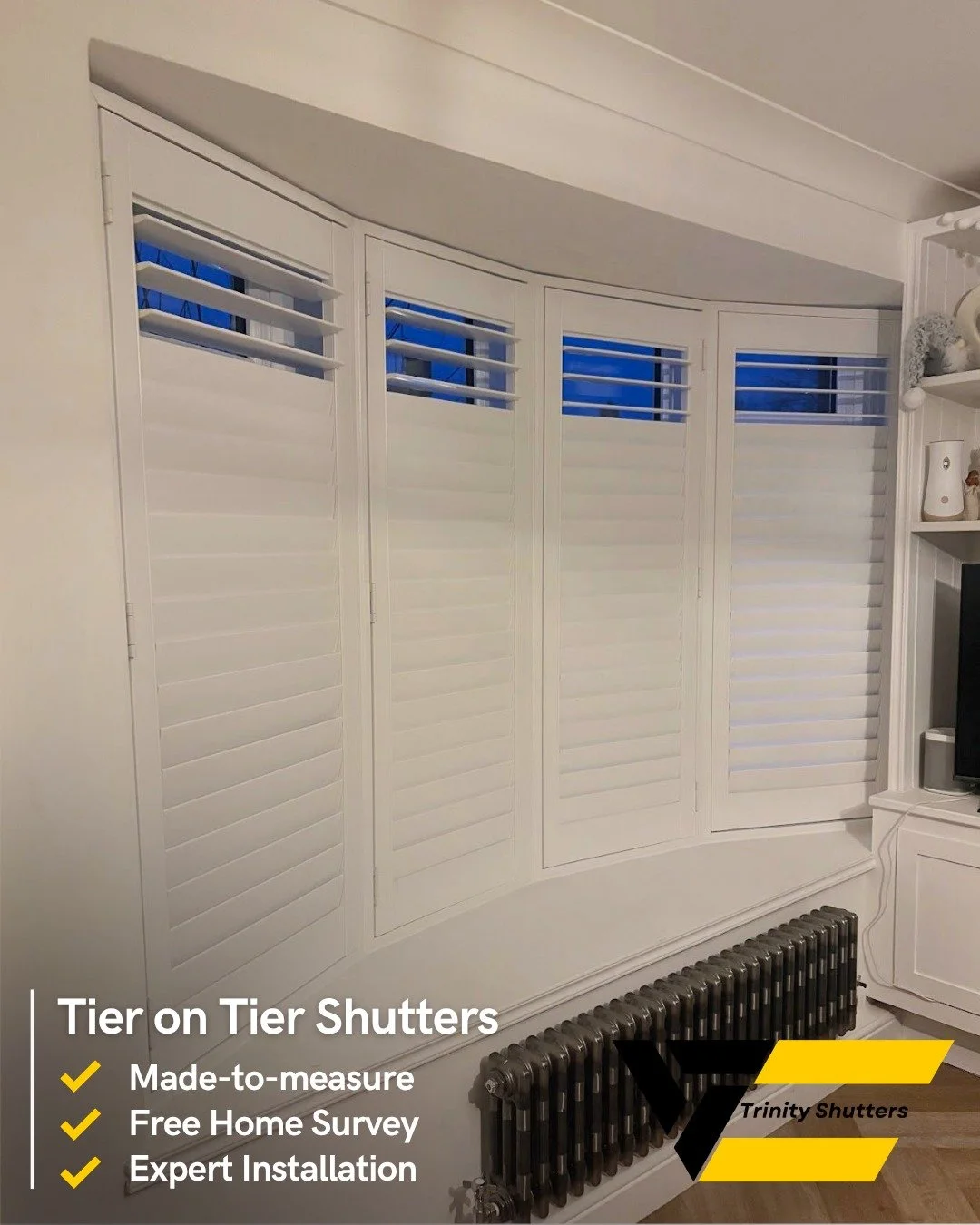 Flexibility where it matters most.

Tier on tier shutters give you full control over your space, allowing you to open the top and bottom sections independently. Let natural light in while maintaining privacy, exactly how you want it, throughout the d