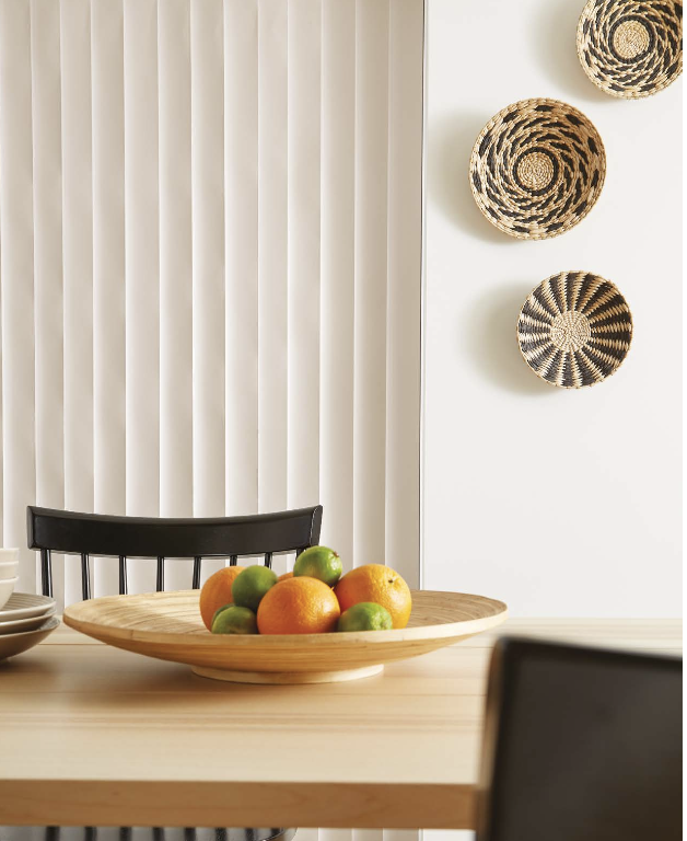 white vertical blinds at trinity shutters
