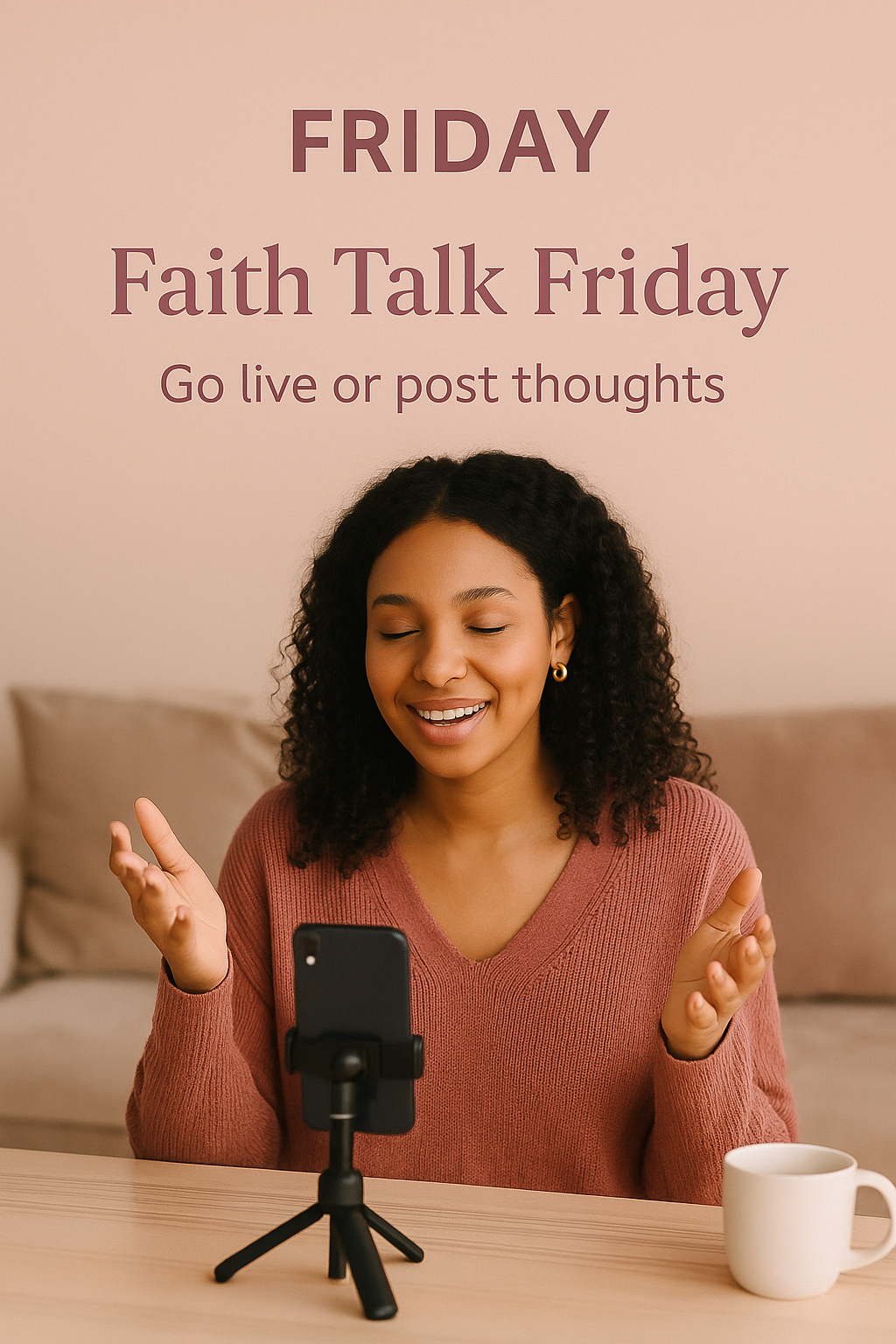 Choose your lane: Go Live, post a Reel, or share a written reflection on the week’s faith + business topic. This is our visibility practice day—safe, constructive, and always cheered on by the Sisterhood.
