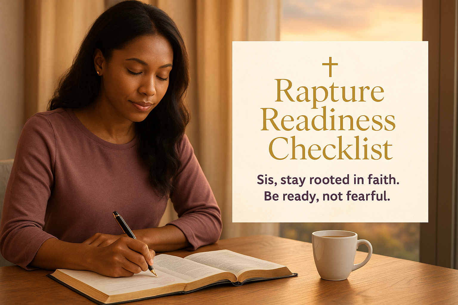 Sis, are you spiritually prepared for the return of Christ? This beautifully designed 2-page resource will help you stay rooted in faith and live ready without fear. With scripture-backed steps and a reflection prompt, this checklist keeps you focuse