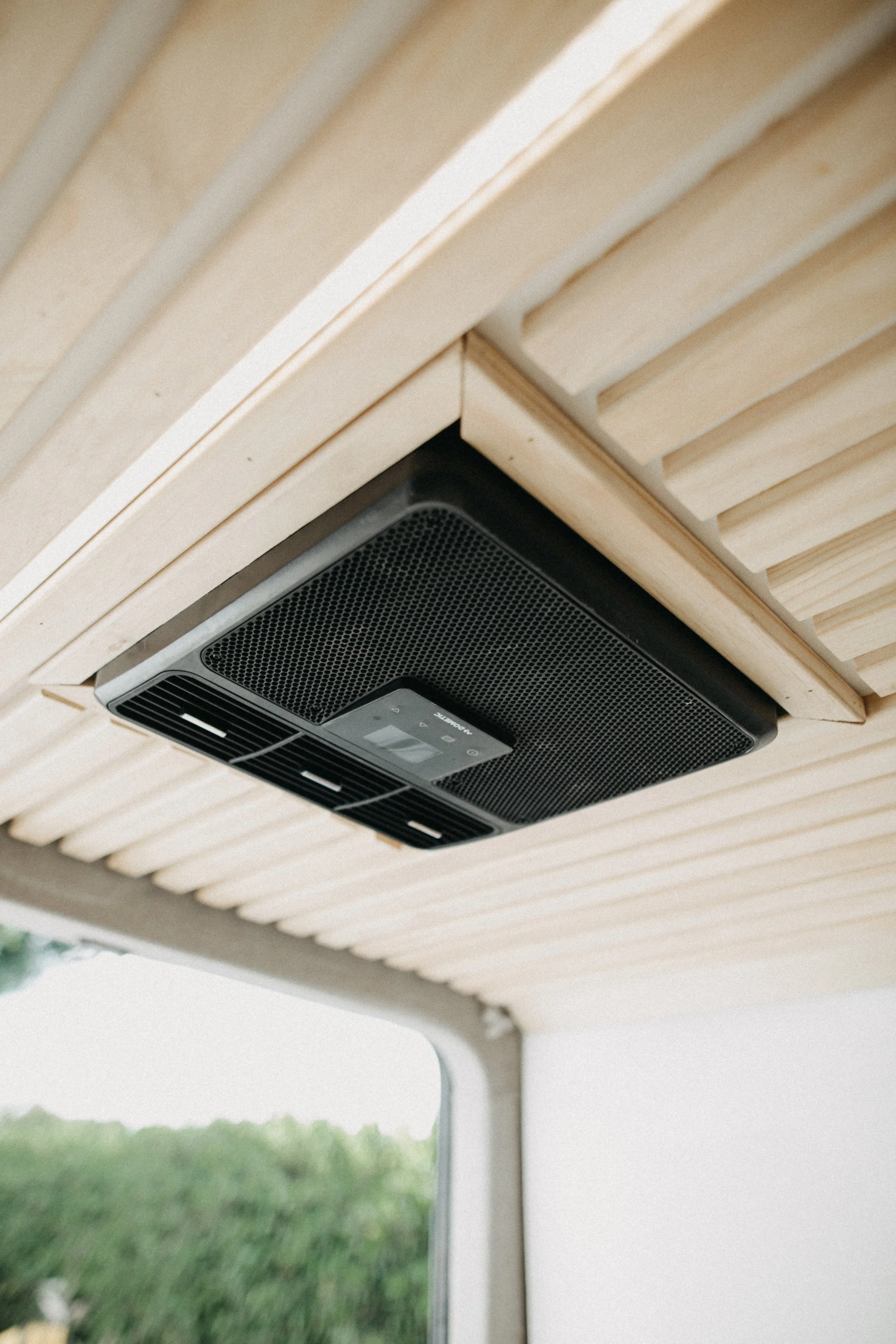 Custom ceiling panels for mercedes sprinter van featuring van ac