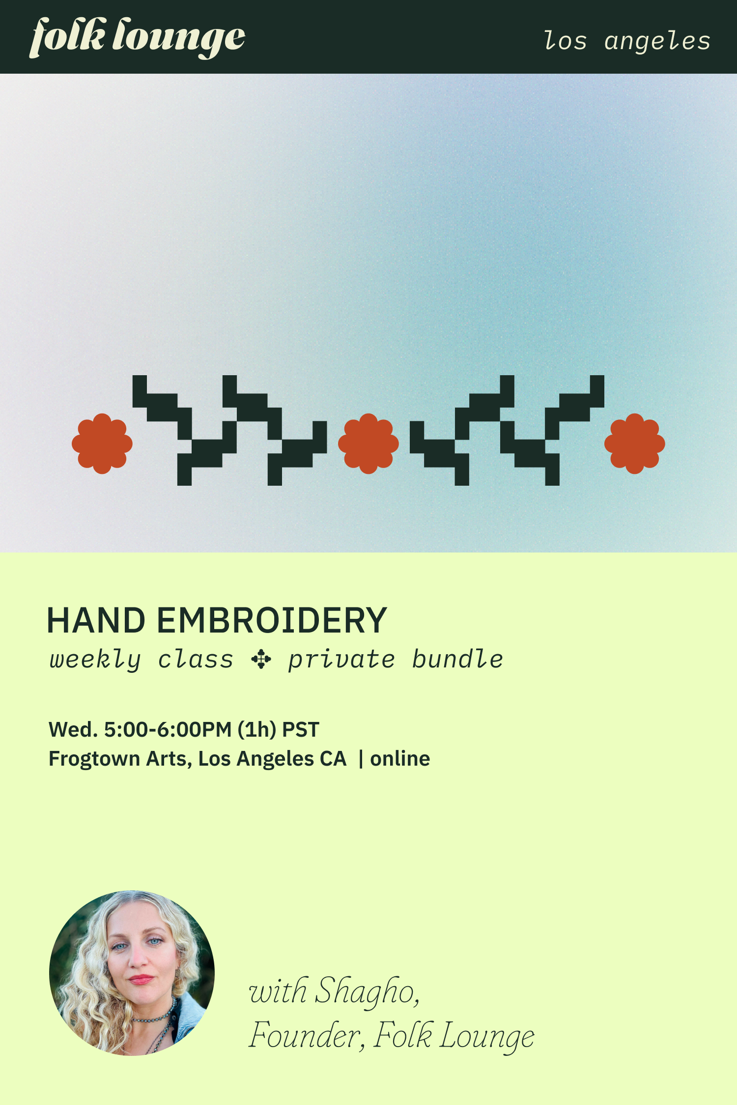 Hand Embroidery, Individual Class ✥ Private Bundle