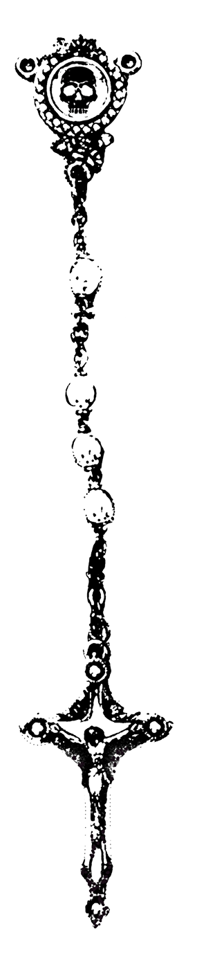 skull cross rosary.  Unique Flash Tattoo - vintage antique contrast blackwork fine line architectural  Art Nouveau Baroque  bold illustrative style collage rococo contemporary abstract NYC based