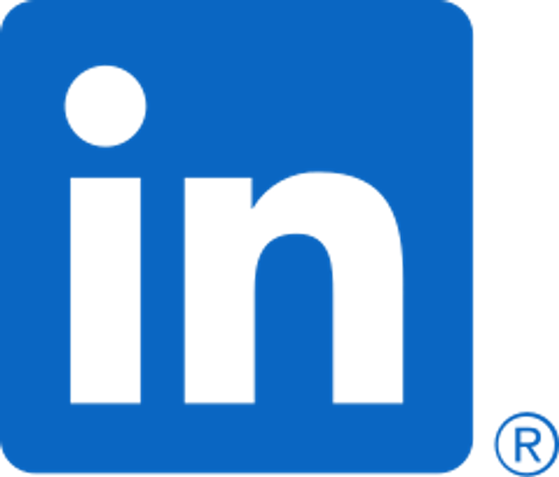 LinkedIn logo with a blue square background and white lowercase 'in' letters.