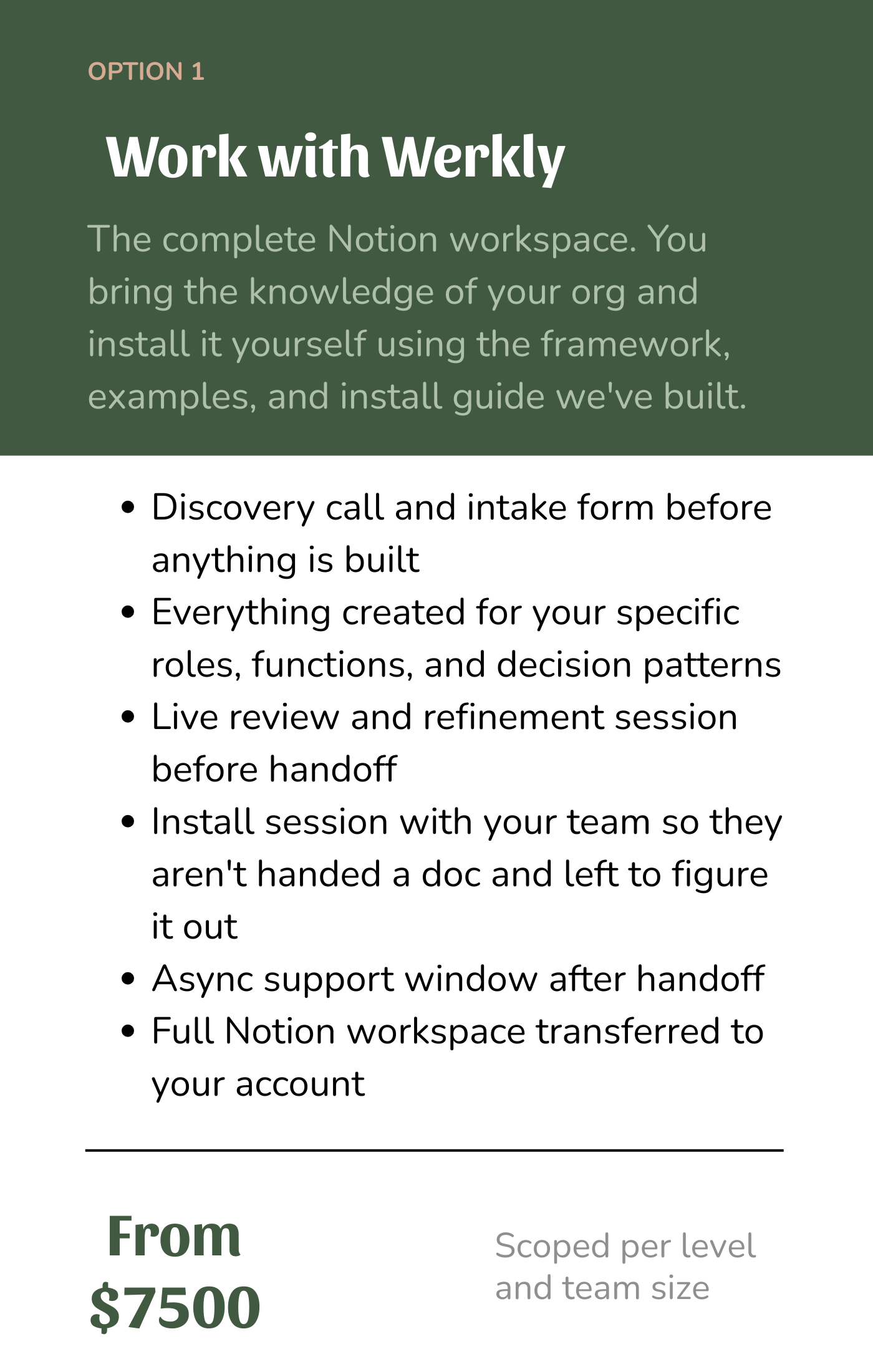 Side by side comparison of DIY and Work with Werkly options