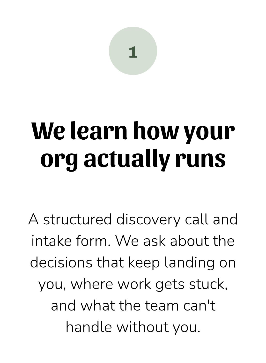 Step 1 - We learn how your org actually runs