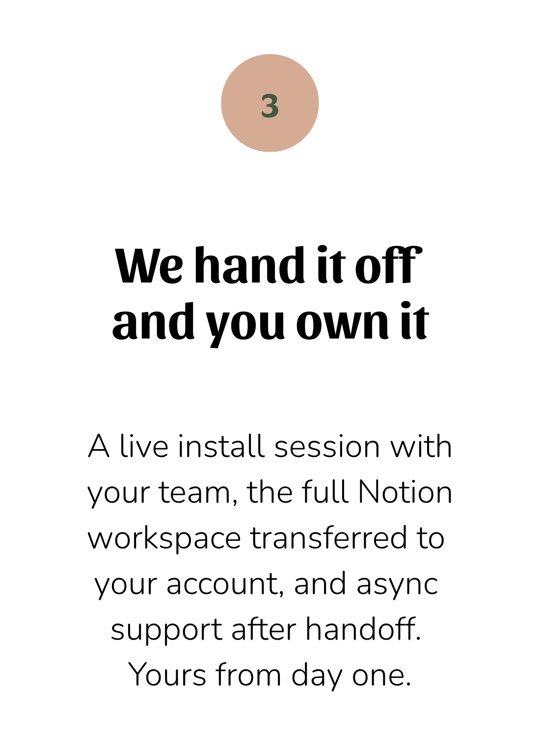 Step 3 - We hand it off and you own it