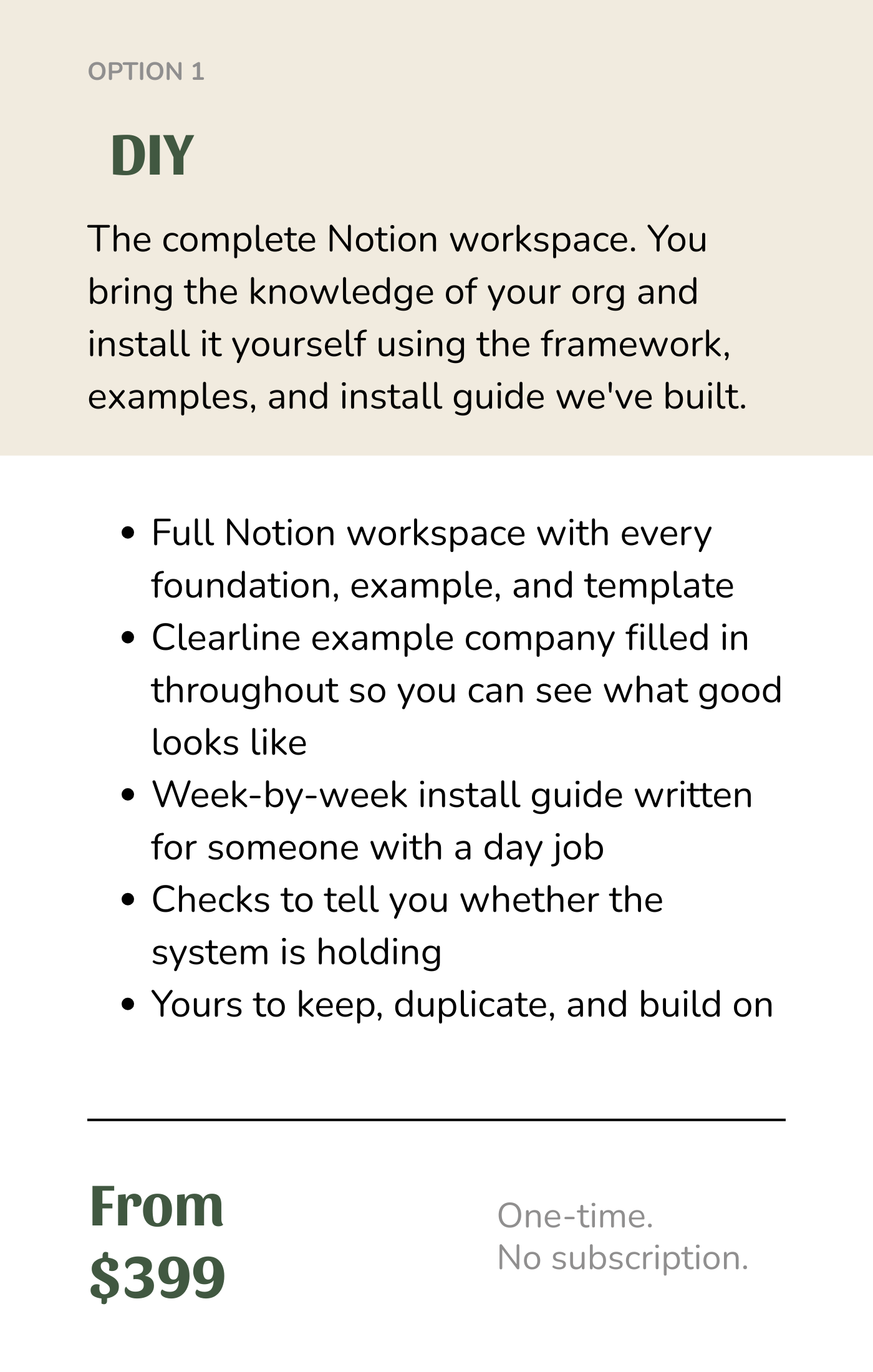 Side by side comparison of DIY and Work with Werkly options