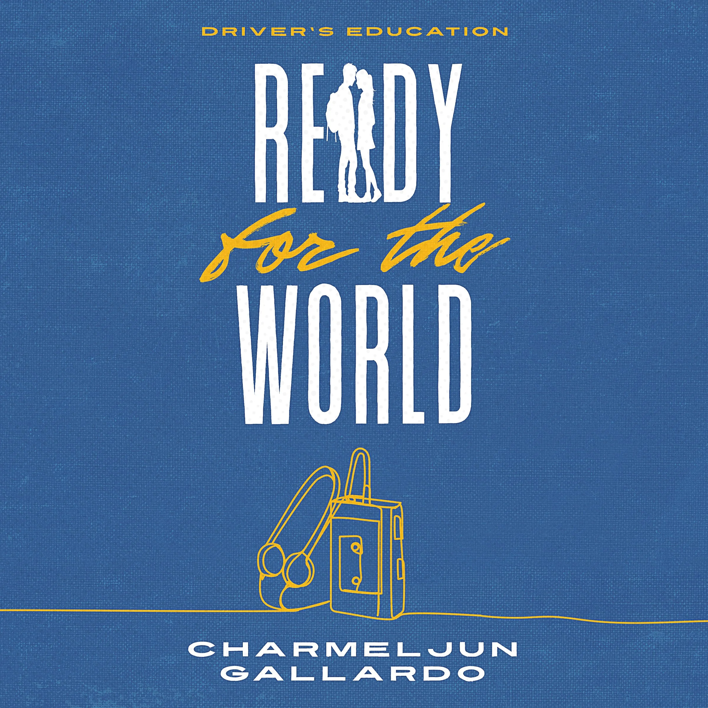 Drivers Education audiobook cover for Ready for the World book series for YA readers featuring teen couple and 1980's walkman