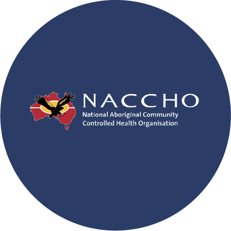 NACCHO logo with a map of Australia and a bird in front of it, representing the National Aboriginal Community Controlled Health Organisation.