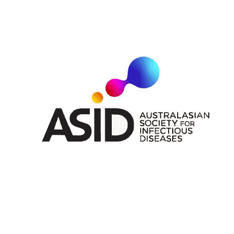 Logo of the Australasian Society for Infectious Diseases (ASID) with colorful interconnected spheres.
