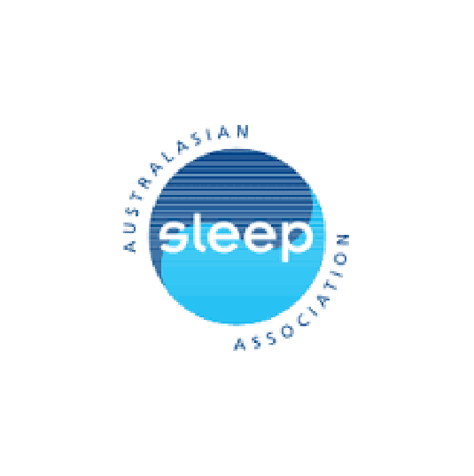 Logo of the Australian Sleep Association featuring a blue circular design with the word 'sleep' in the center.