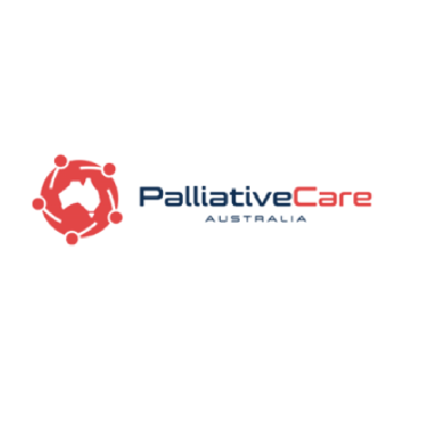 Palliative Care Australia logo with a red circular design and text in navy blue and red