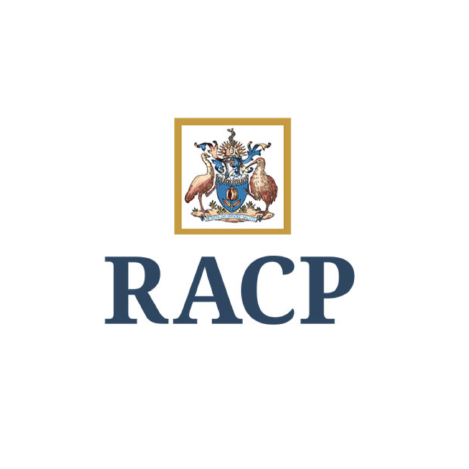 RACP logo featuring a crest with two animals and the text 'RACP' below.