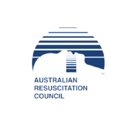 Logo of the Australian Resuscitation Council featuring a stylized ocean wave with stairs, and the organization's name.