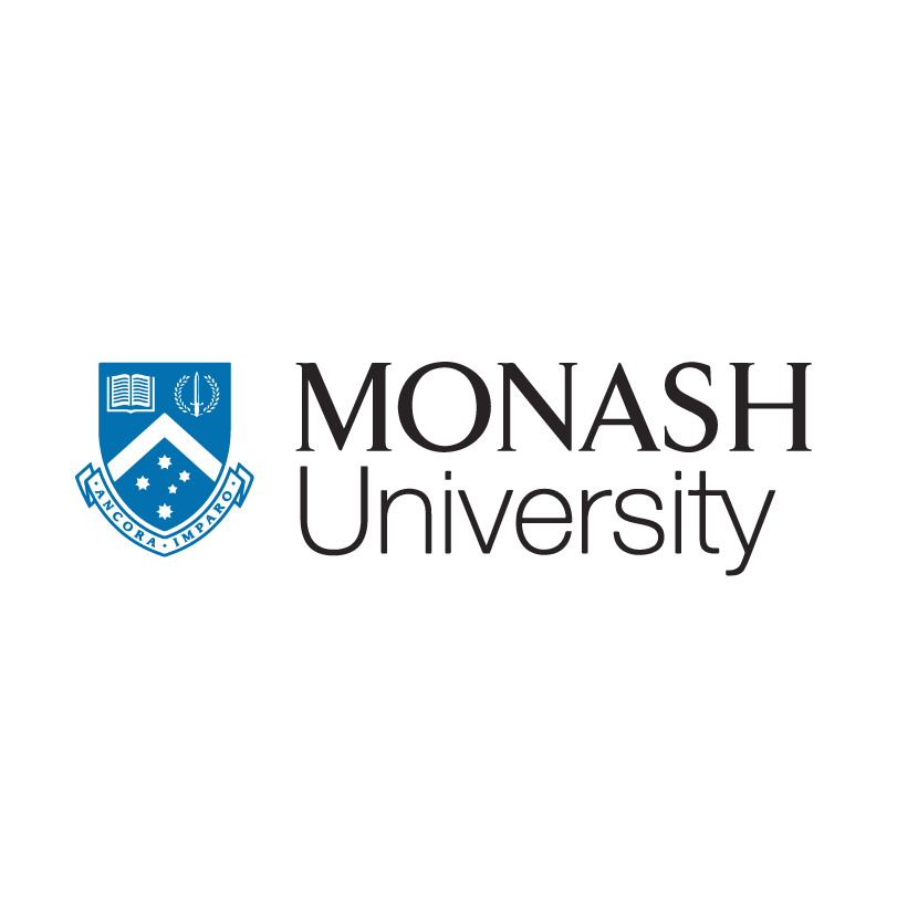 Monash University logo with a shield and Latin motto, on a white background.