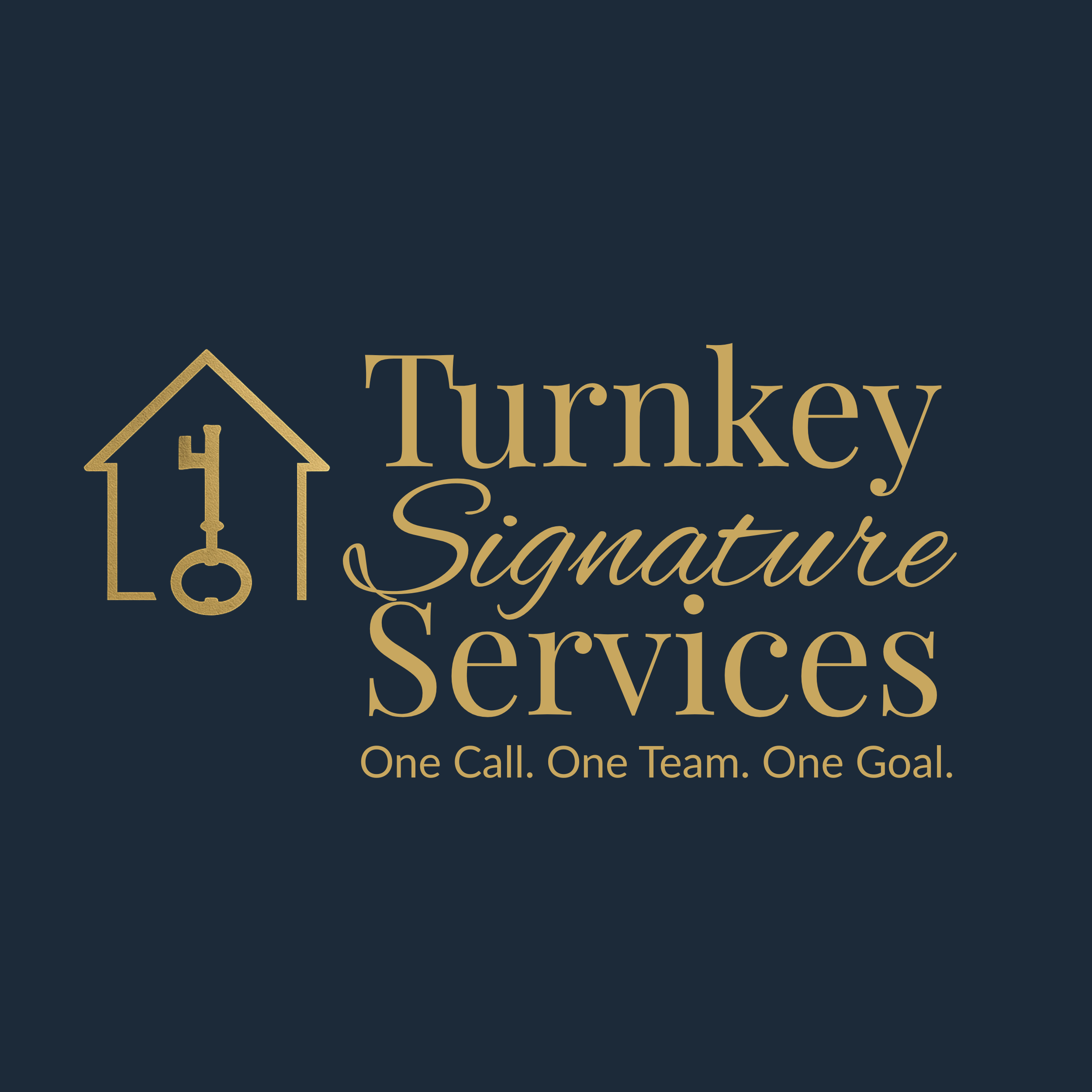 Turnkey Signature Services brand graphic featuring the tagline "One Call. One Team. One Goal."