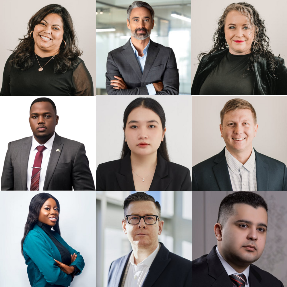 A collage demonstrating visual friction with mismatched headshot styles, inconsistent lighting, and varied backgrounds used by corporate teams before fine-tuning their brand.