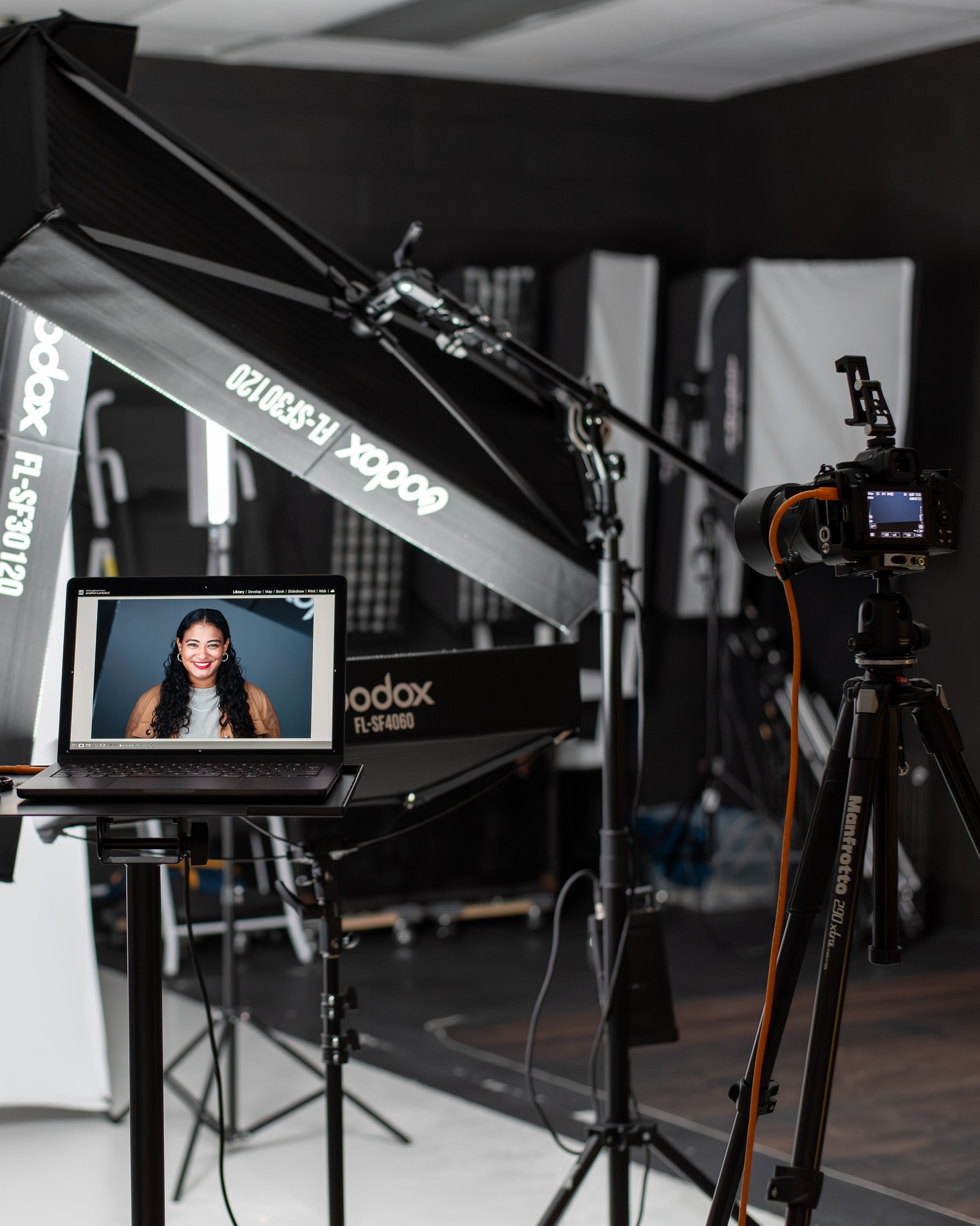 Eclipse Headshots studio environment showing professional photography gear and setup, Fairfield NJ headshot studio
