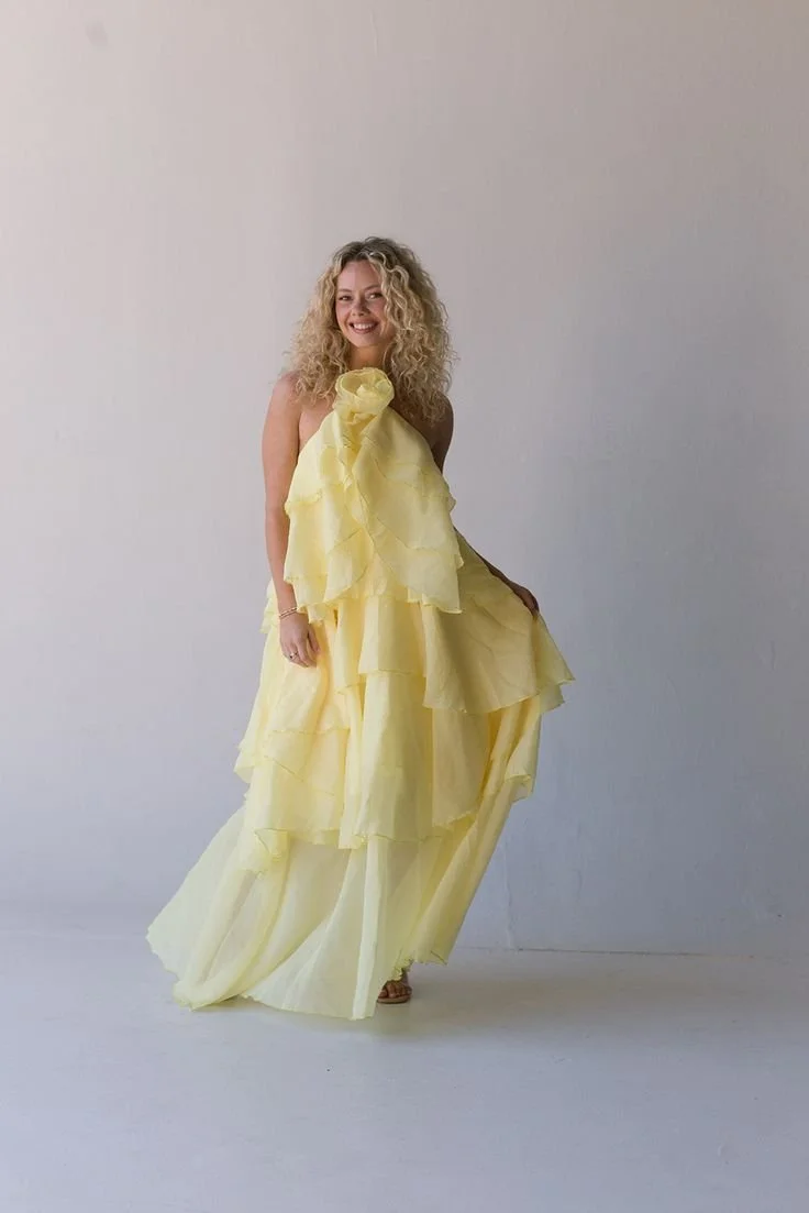 Dahlia Floral Ruffle Maxi Dress - Yellow - Small.jpeg