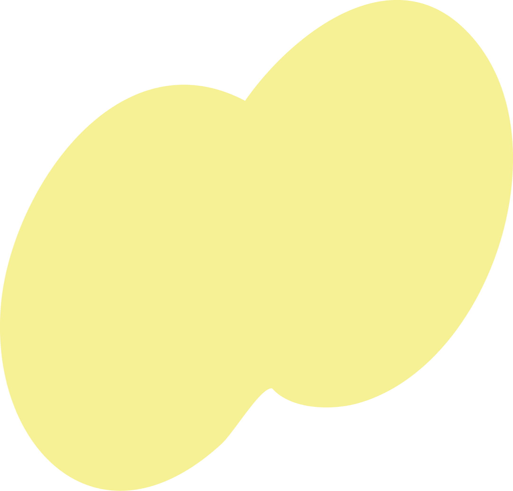 A large, pale yellow, blob-like shape with rounded edges on a black background.