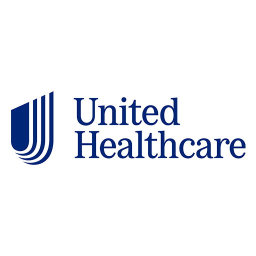 United Healthcare logo with blue abstract emblem and company name in blue text.