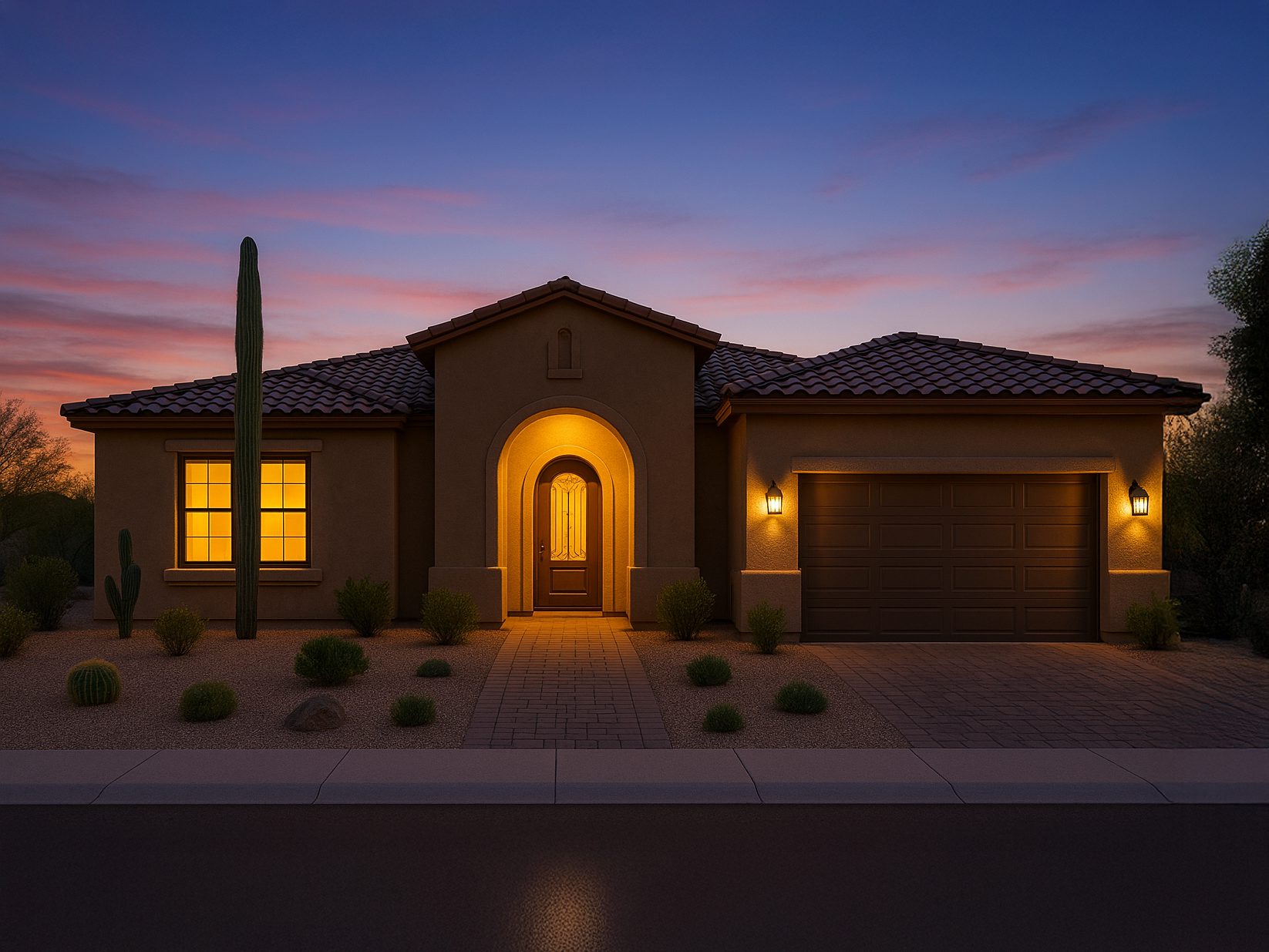 single family home at twilight