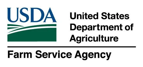 USDA United States Department of Agriculture Farm Service Agency logo with green and blue text and graphics.