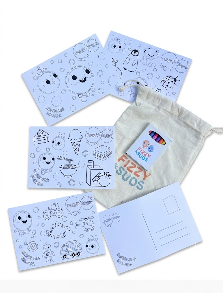 Fizzy & Suds Colour Me in Postcard Pack