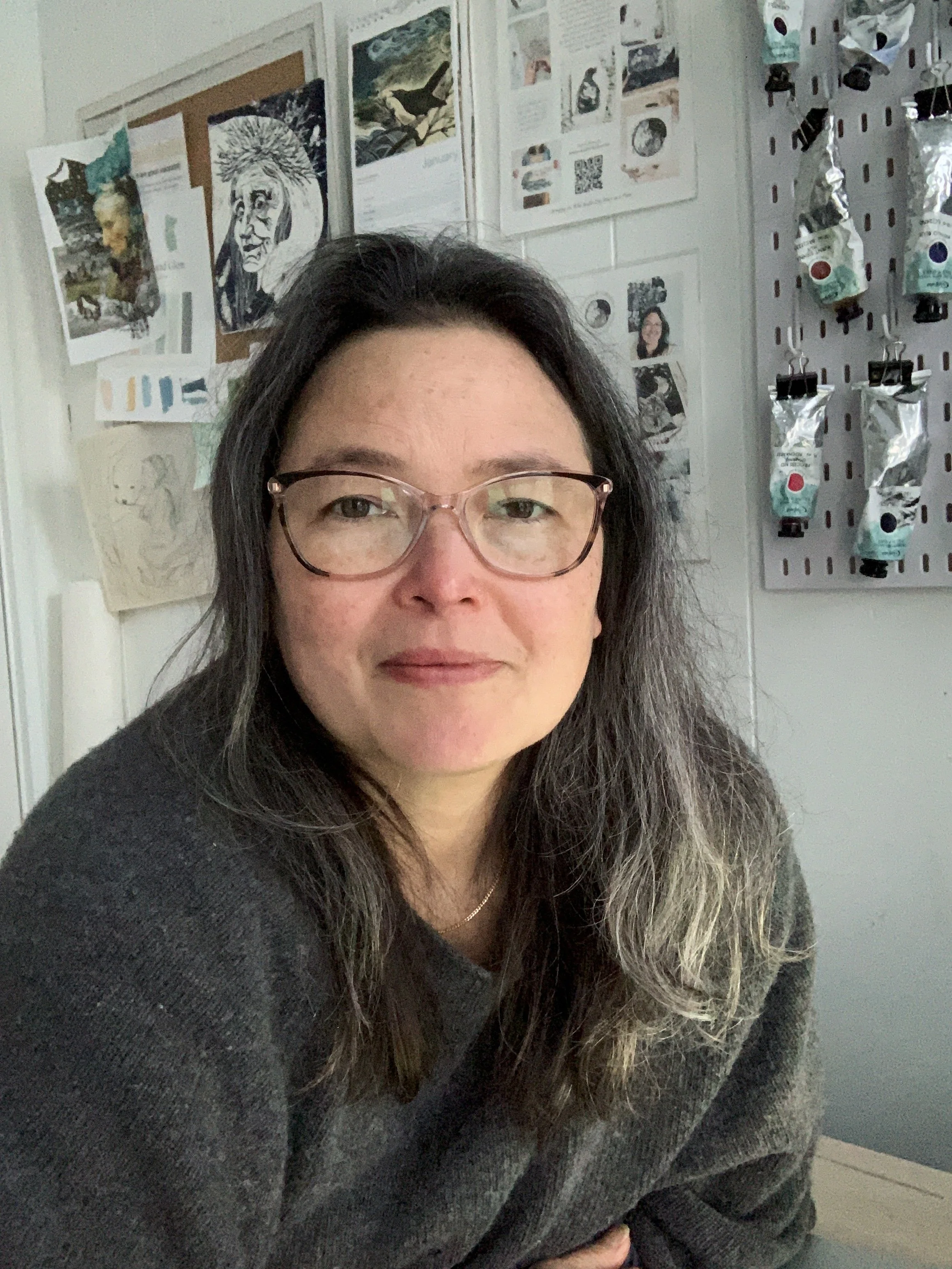 Artist and writer Diem Dangers in her studio
