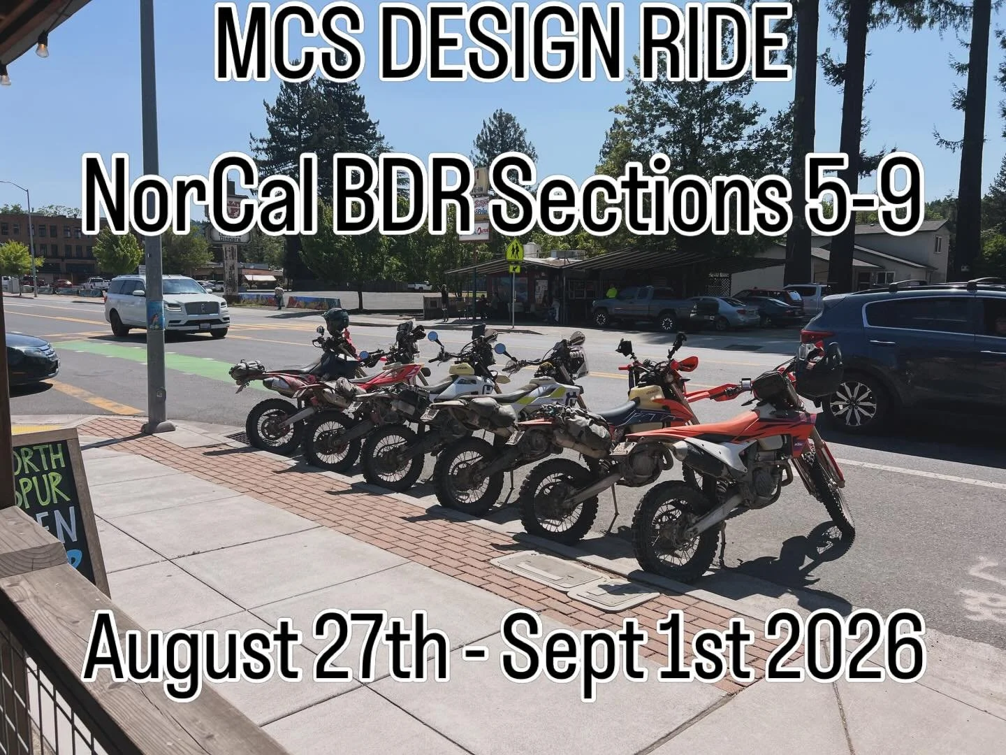 MCS Design will be doing sections 5-9 of the NorCal BDR August 27th - Sept 1st. Logistic support and bike rentals available. Message for details.