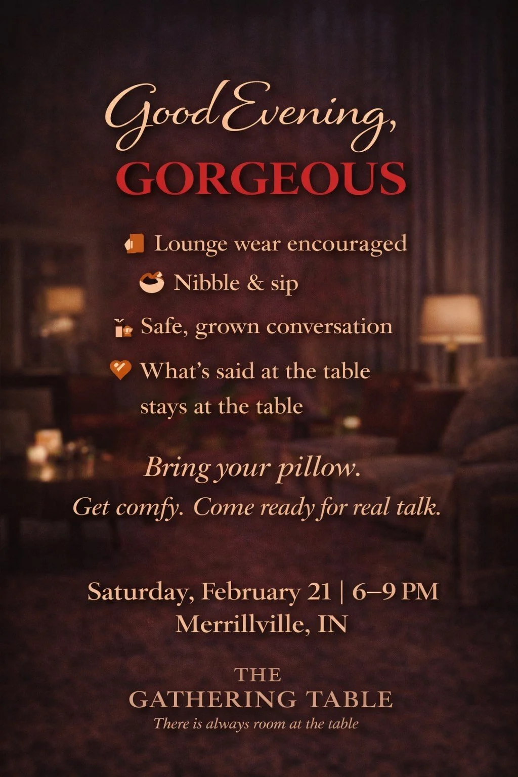 Soul Sip & Small Bites: Good Evening, Gorgeous — Preferred Guest Registration