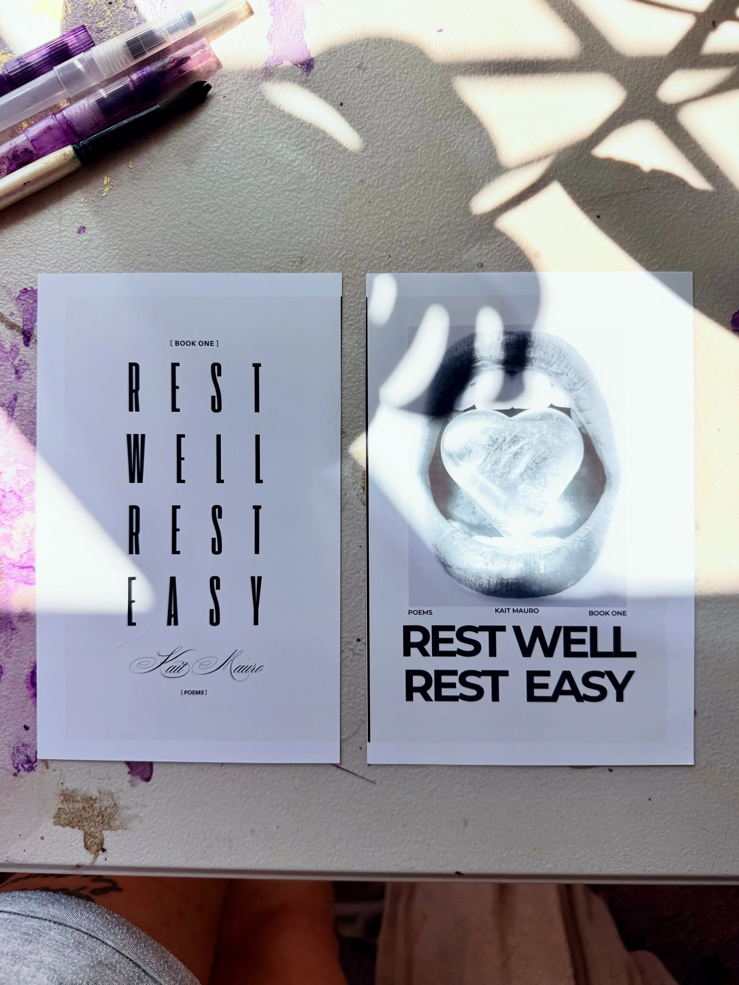 A or B? Covers for the next book!
🫀
Almost done with the next book of 2026!
REST WELL, REST EASY
(grief and such)
Coming NOVEMBER 1
xx

#poet #poetry #author #grief #grieving