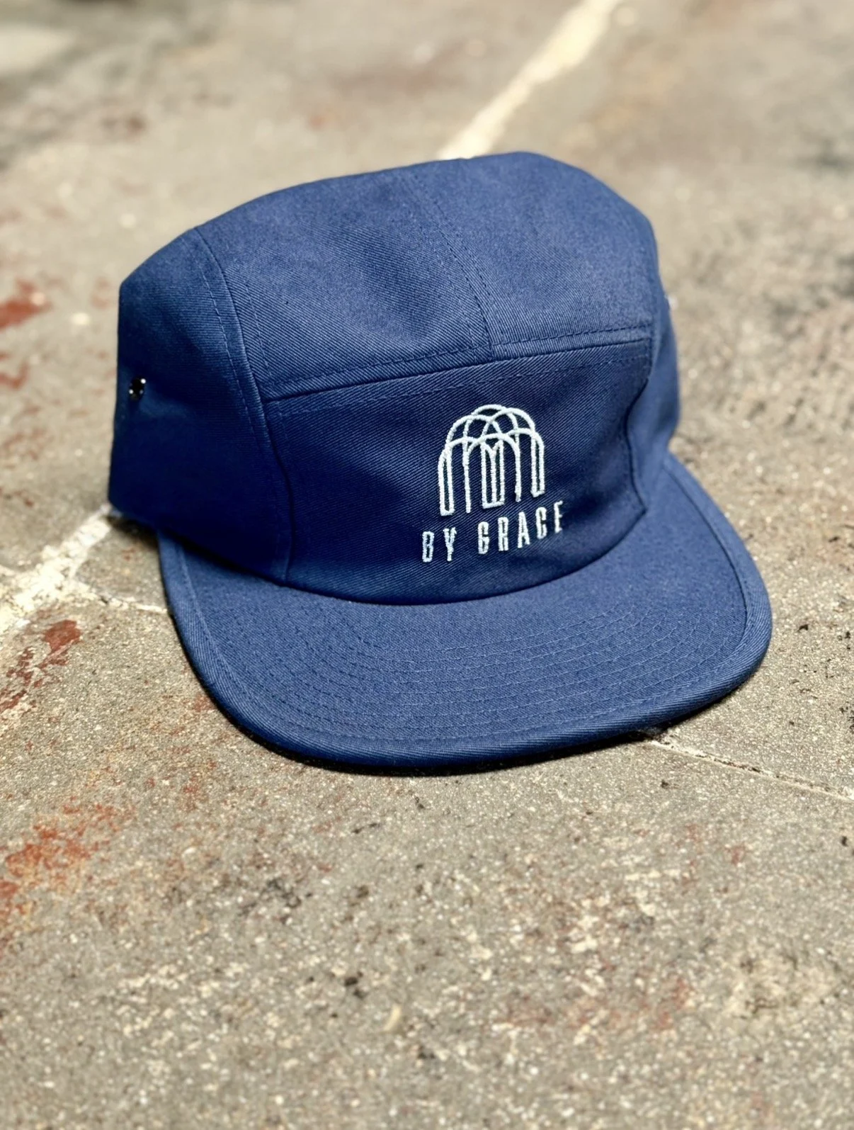 Navy Five Panel Hat | White Logo