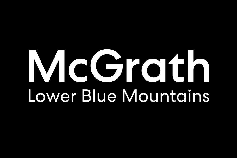 Text reading 'McGrath Lower Blue Mountains' on a black background.