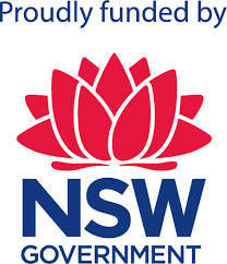 NSW Government logo with a red lotus flower and blue text