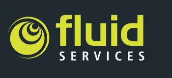 Fluid Services logo with a stylized circular icon and black and yellow text