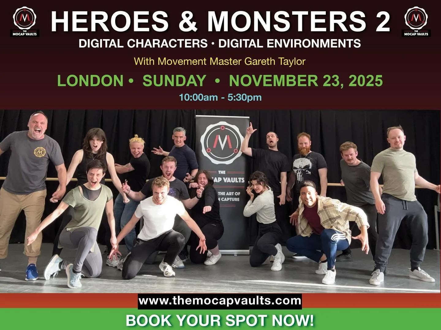 Just announced - HEROES & MONSTERS 2 in LONDON with GARETH TAYLOR 
A day with Gareth Taylor working extensively in creating imaginary worlds for performance capture.
The second part in the Heroes & Monsters program. A physical day of exercis
