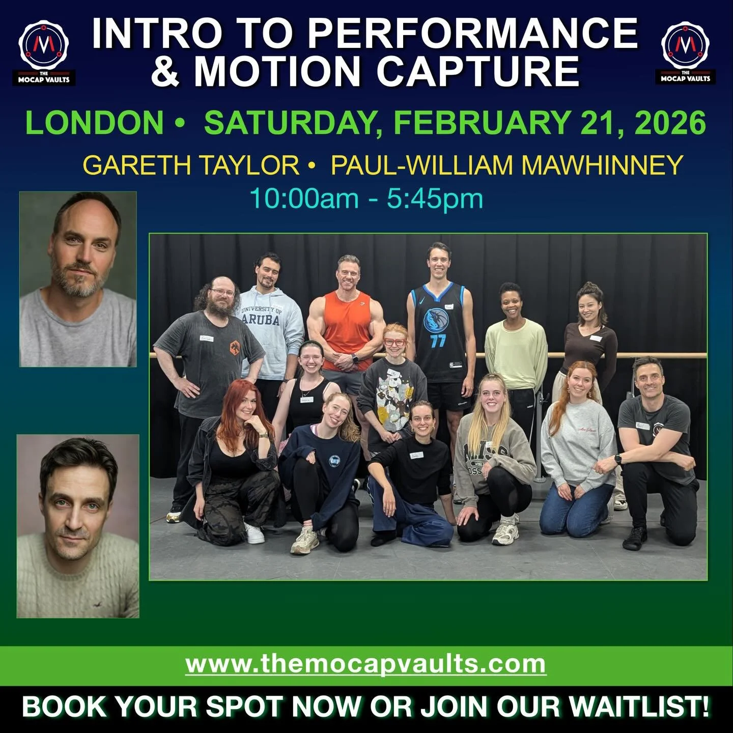 Just Announced: Intro to Performance and Motion Capture- London - February 21, 2026
A day with 2 veterans of the mocap world, Gareth Taylor and Paul-William Mawhinney, building a solid foundation for working in performance capture. A physical day of 
