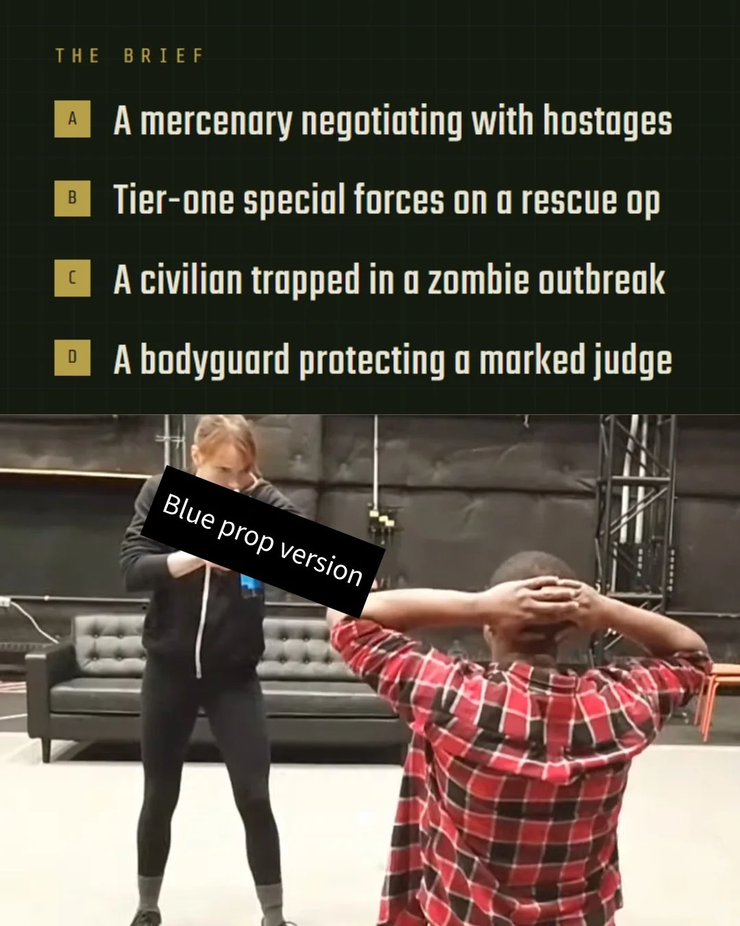 Can you clear a room in character?

Not choreograph a fight scene. Not mime holding a weapon. Actually handle a firearm correctly ; the grip, stance, reloads - all while maintaining a fully embodied performance.

To be honest, most actors can't. And 