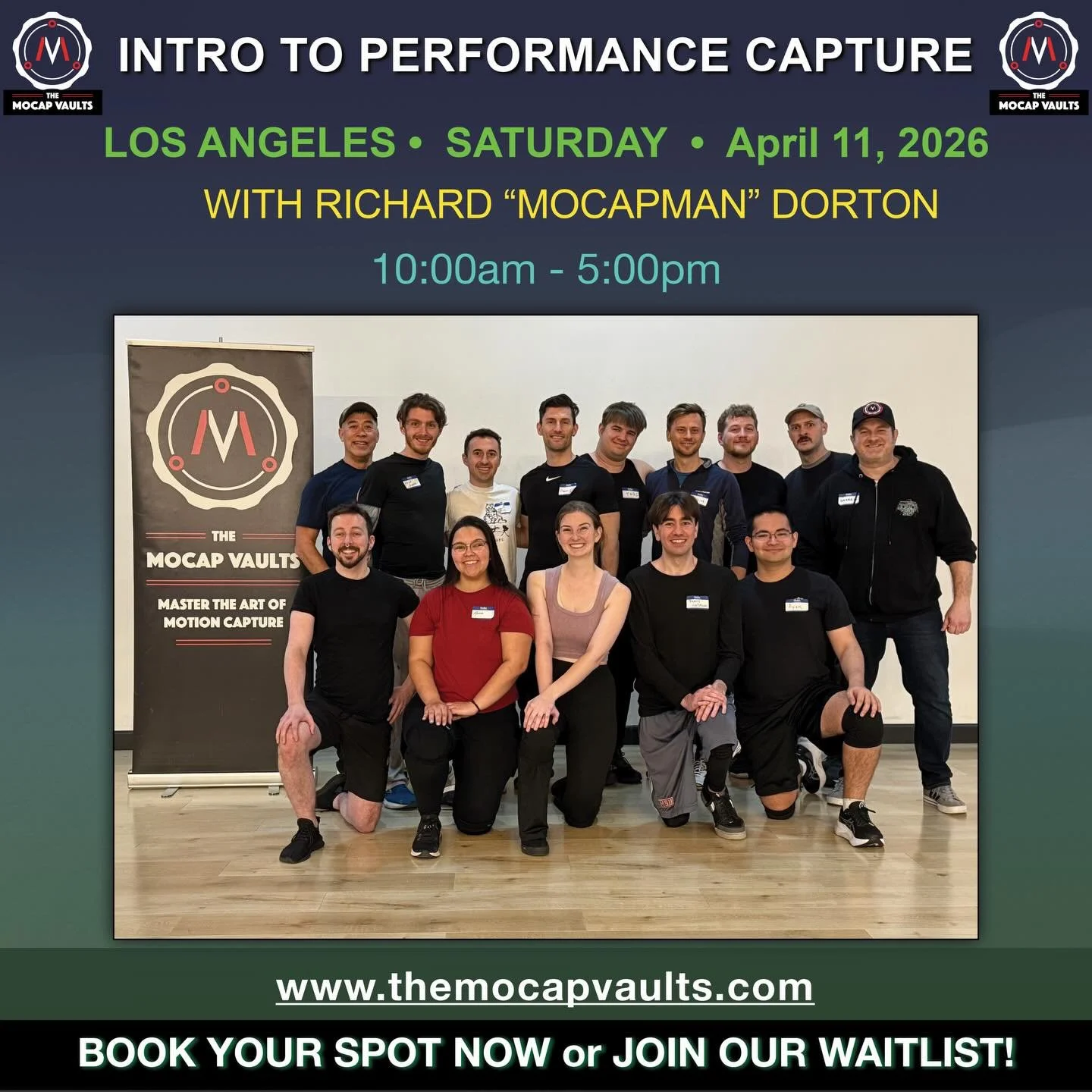 Just Announced - INTRO TO PERFORMANCE CAPTURE in LOS ANGELES with &ldquo;THE MOCAPMAN&rdquo; @richarddorton on: 
Saturday April 11 2026

A physical day of exercises, play and exploration as well as some theory on the technology and methodology of how
